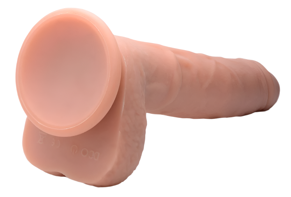 9 Inch Flesh Thrusting Vibrator angled view with realistic design