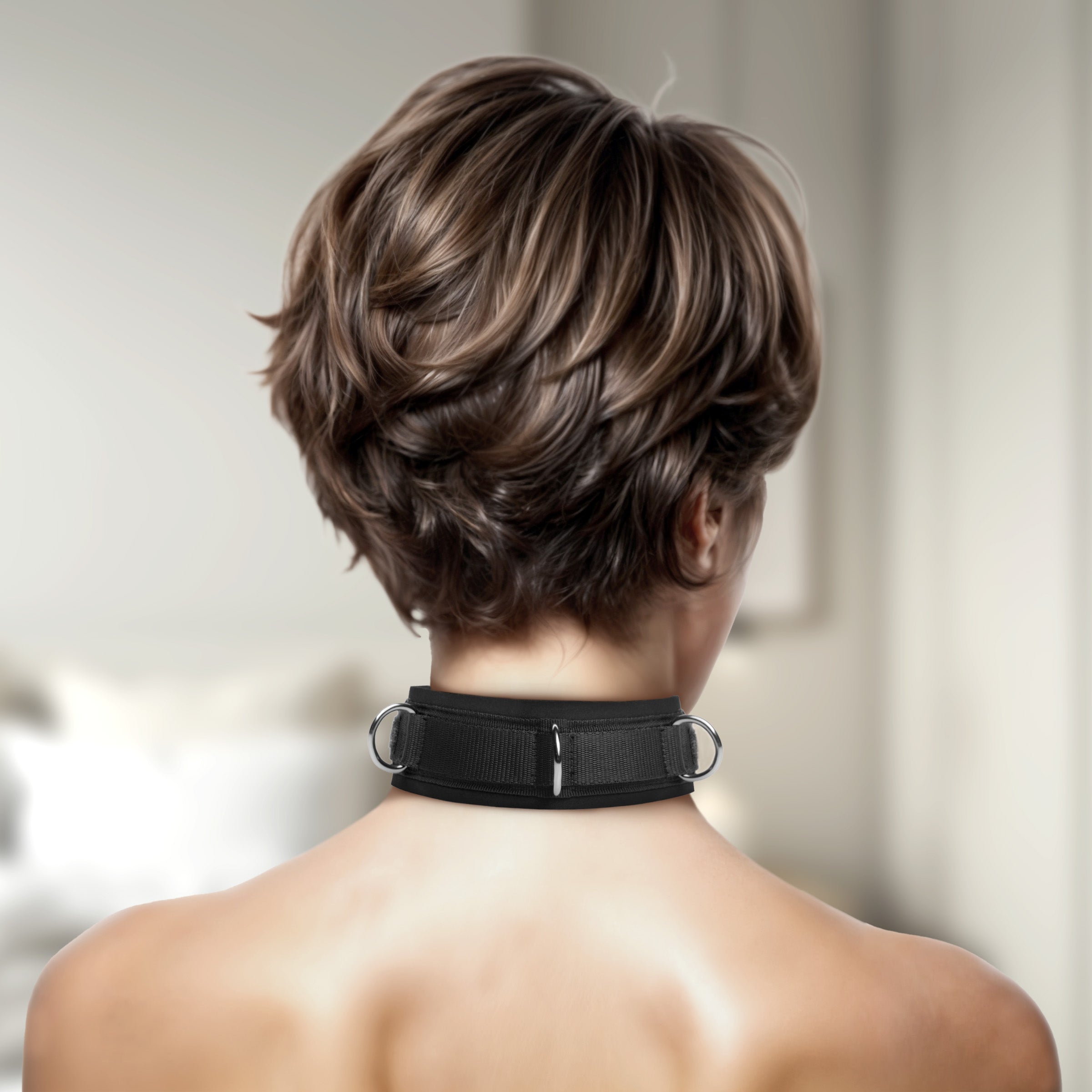 Neoprene Bondage Collar with D-Rings