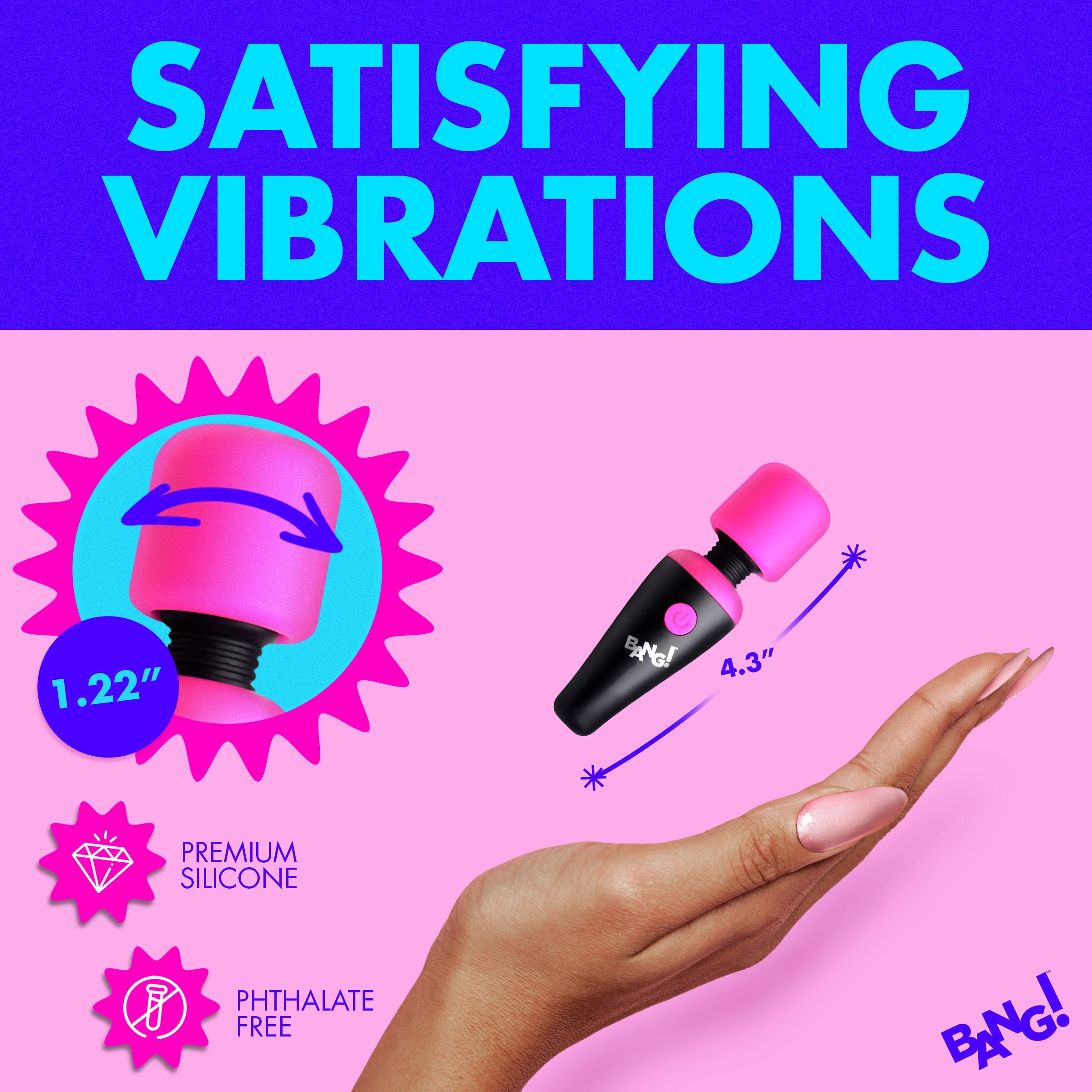 10X Ultra Powerful Silicone Mini Wand - Pink