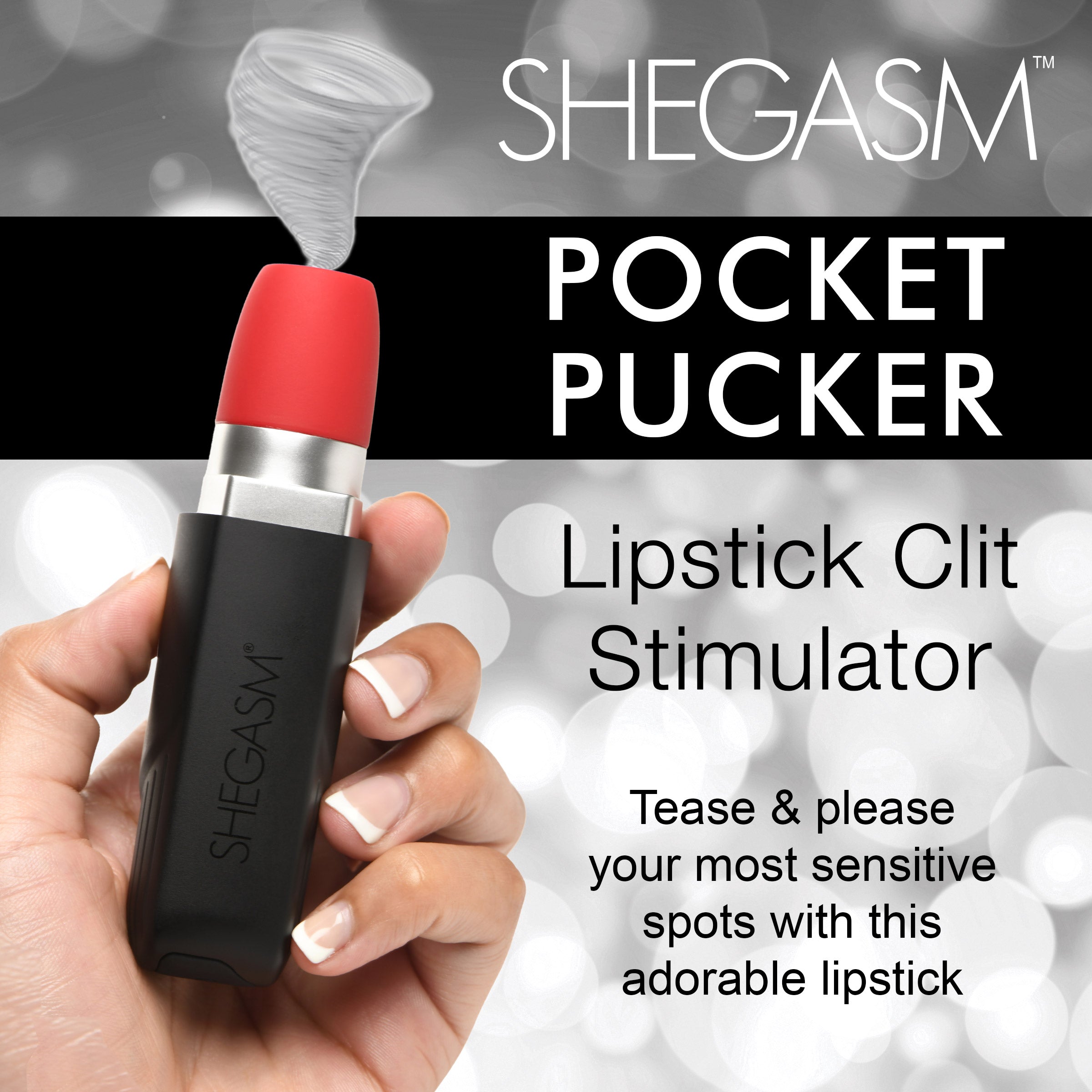 Pocket Pucker Lipstick Clitoral Suction Vibrators - Red