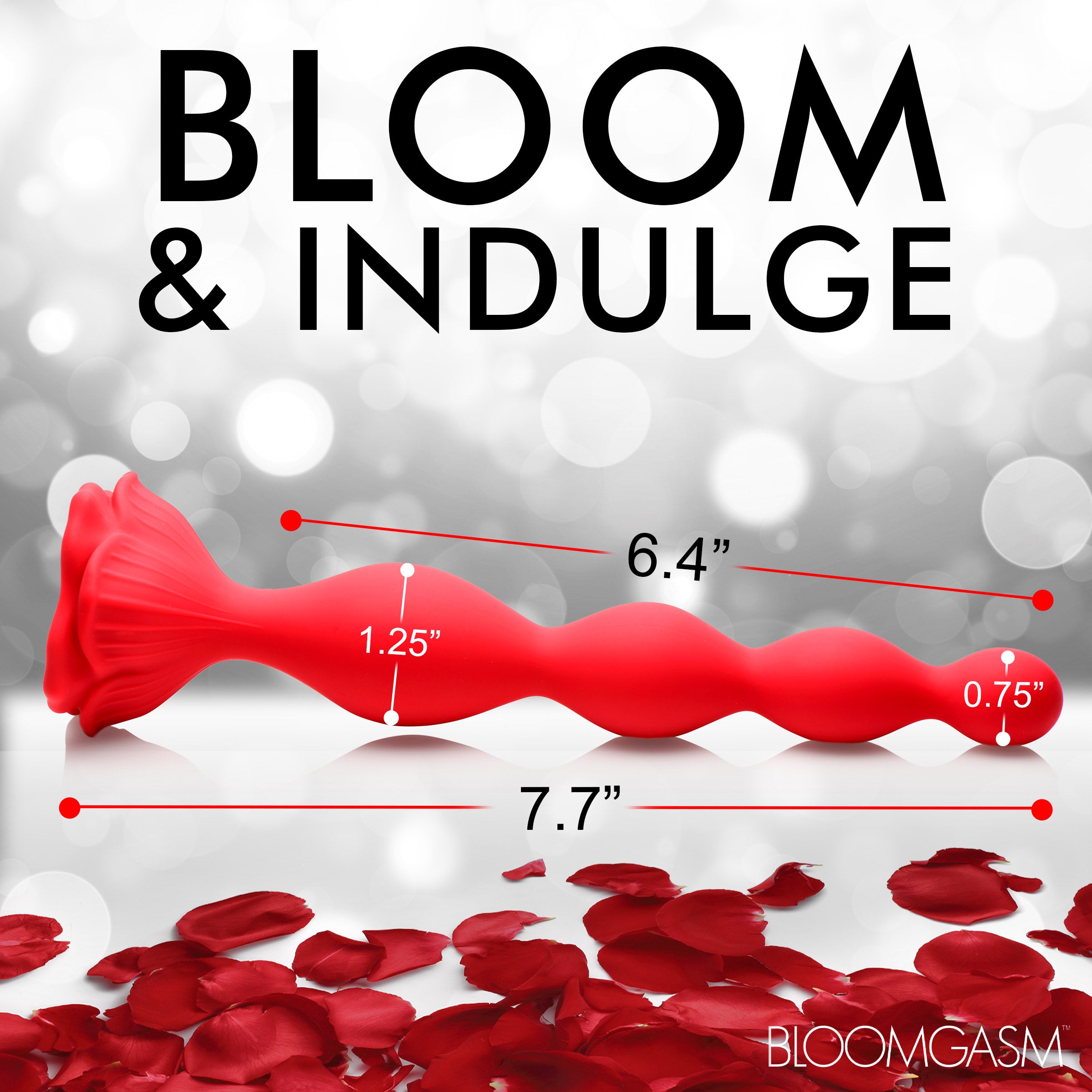 9 Speed Beaded Bloom Silicone Rose Vibrator - Red