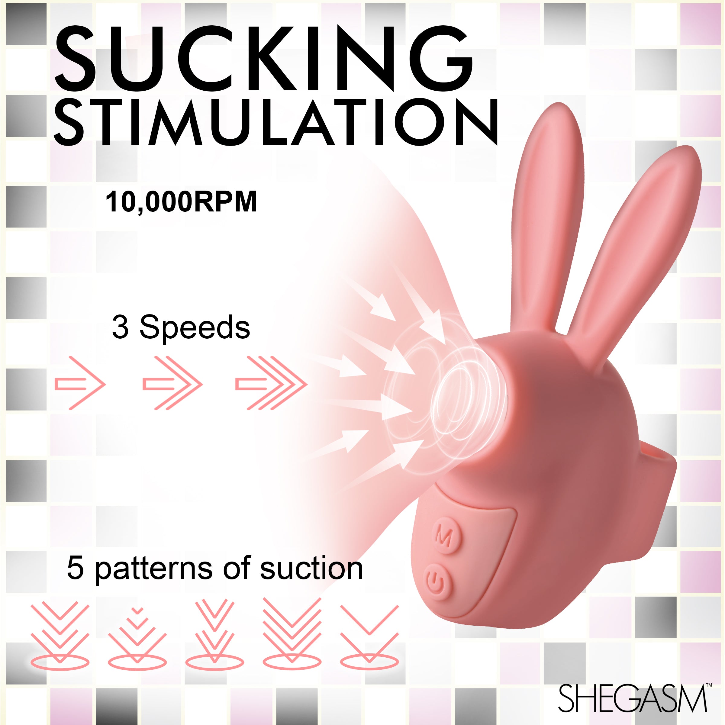 Sucky Bunny Clit Stimulator Finger Vibrator - Pink