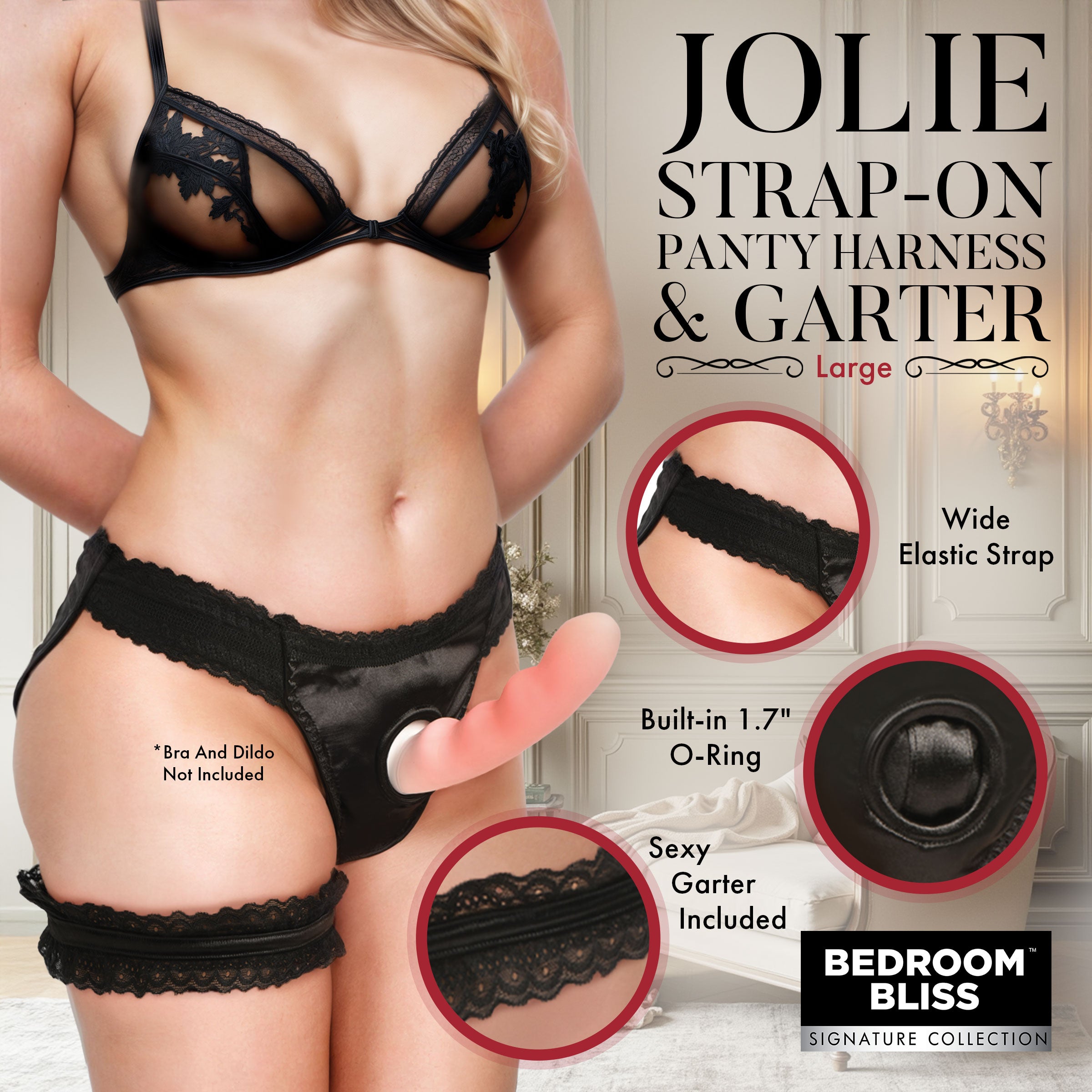 Jolie Strap-On Panty Harness & Garter - Large
