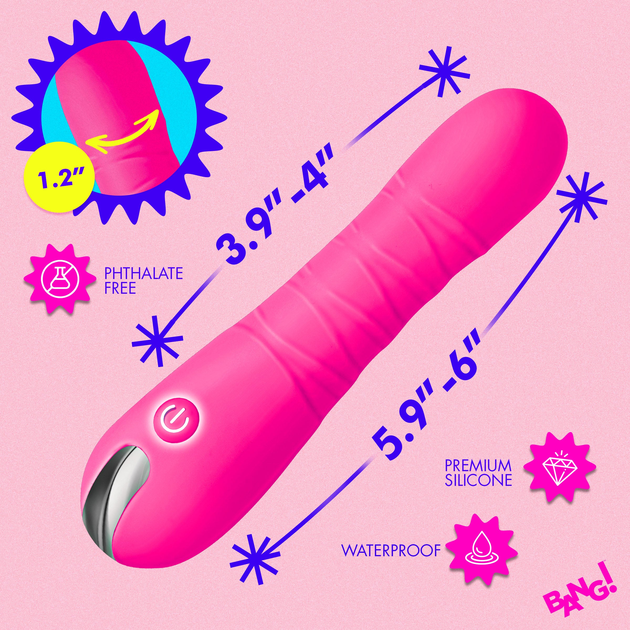 New Thrusting Silicone Dildo - Pink