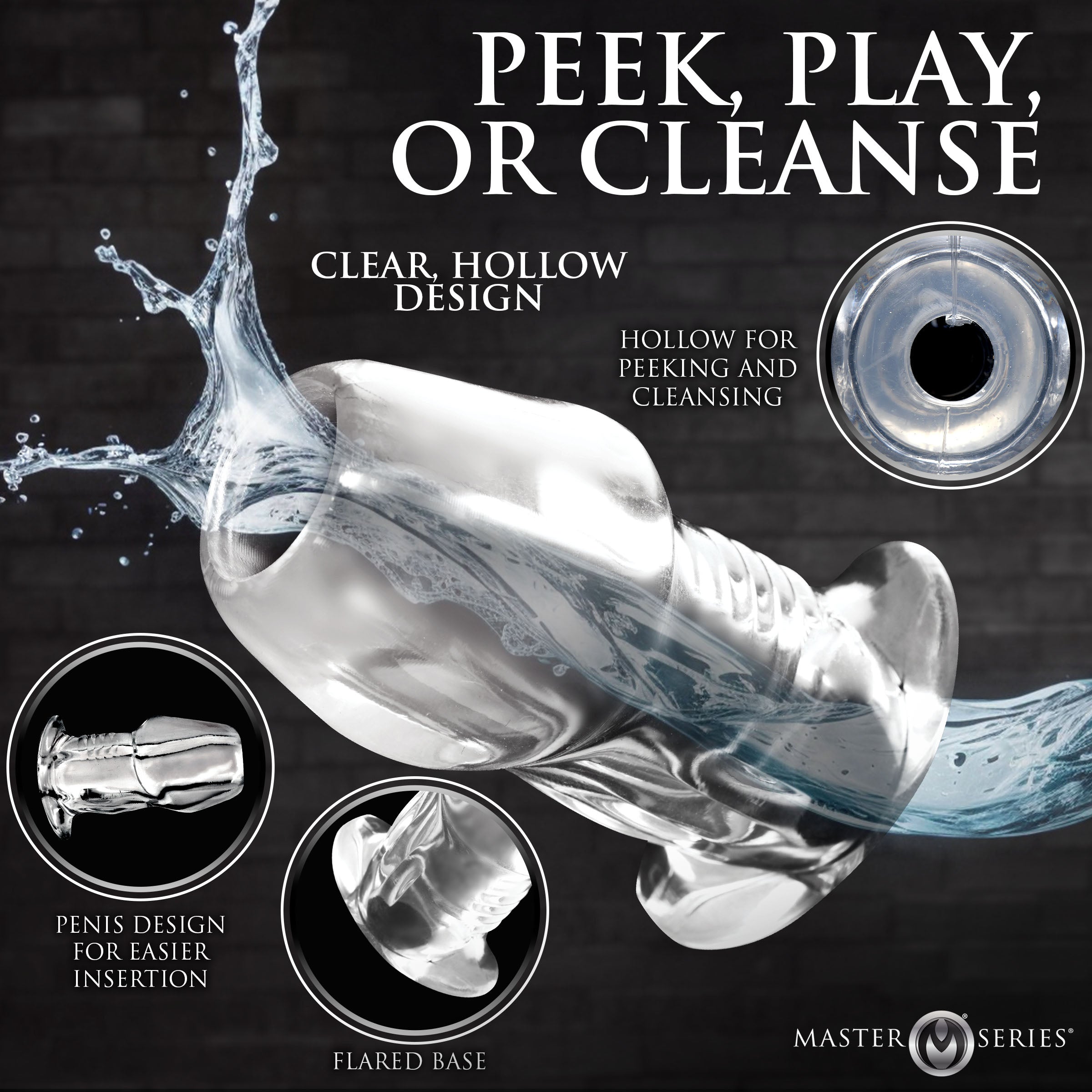 Dicked Clear Hollow Anal Plug - Medium