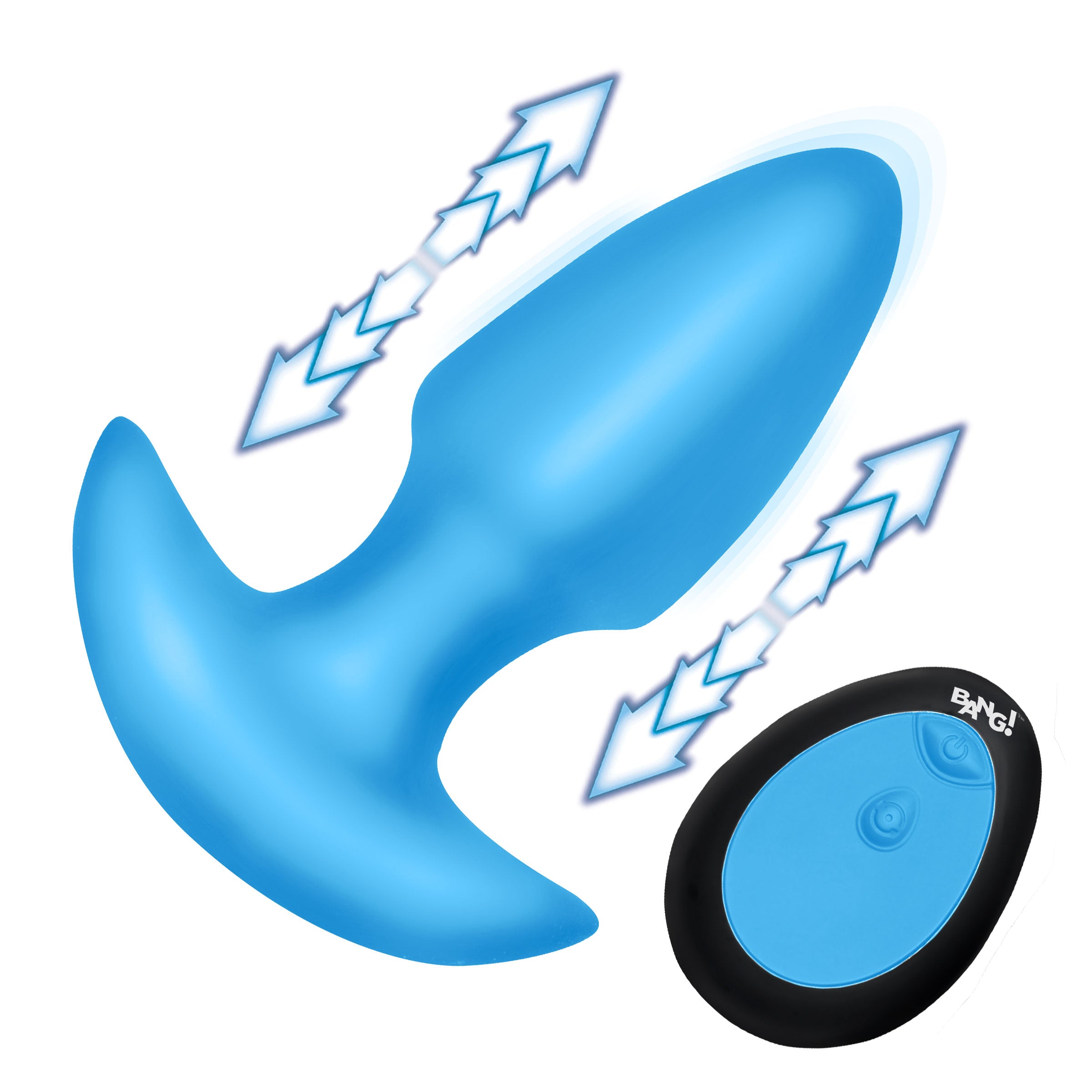Thrusting & Vibrating Silicone Butt Plug - Blue