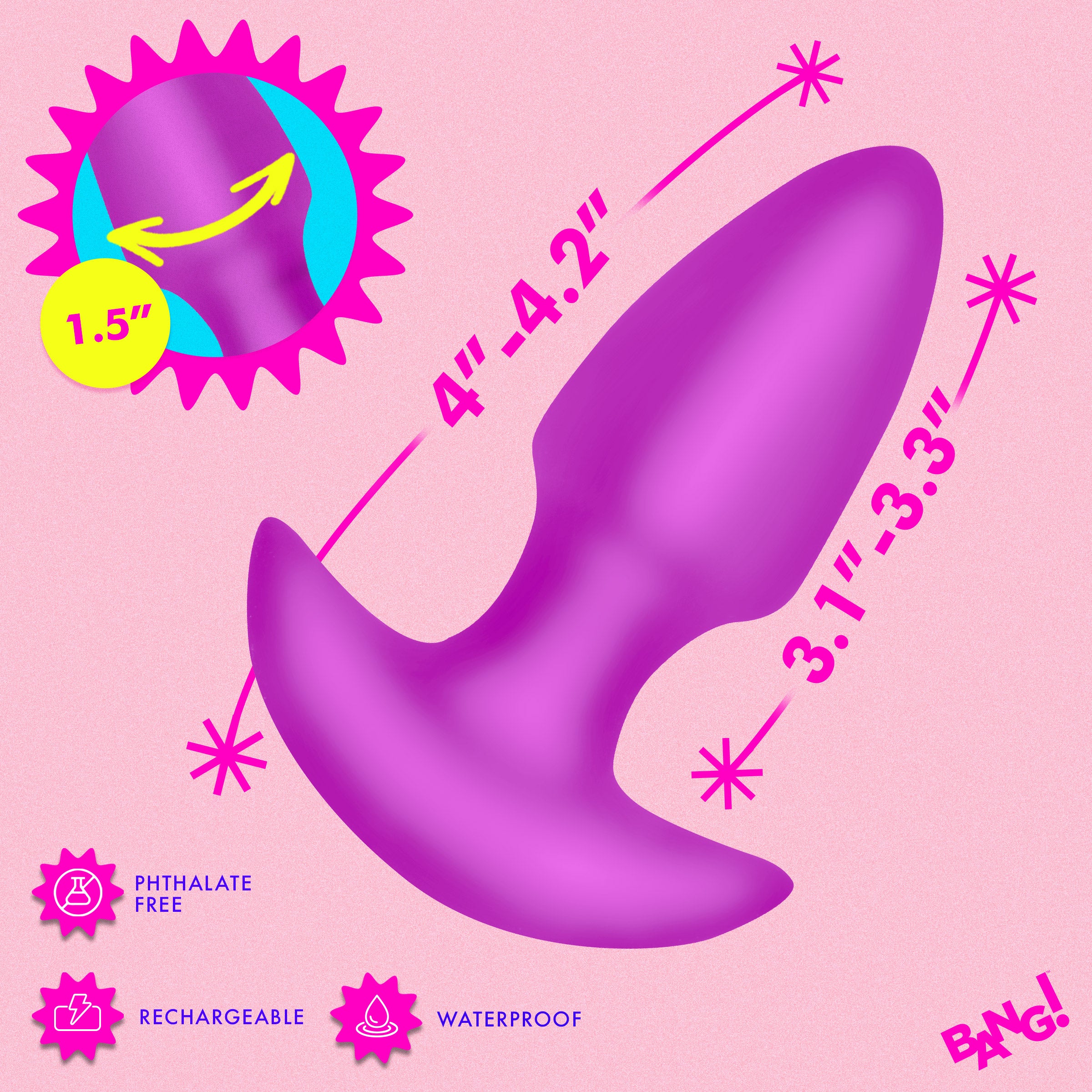 Thrusting & Vibrating Silicone Butt Plug - Purple