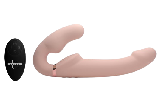 Flesh color Remote Control Inflatable Vibrating Silicone Strapless Strap-One side profile sex toy numen wellness