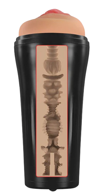 Standing black vibrating masturbator black and flesh color inside look of what it feels like sex toy numen wellness