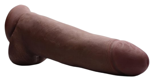 Realistic Dildo - 11.5 Inches flesh skin color side view laying down suction cup sex toy numen wellness