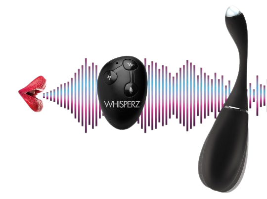 lips showing voice activating vibrating egg black with black remote front view sex toy numen wellness