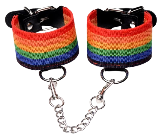 Rainbow wrist cuffs with chain for couples