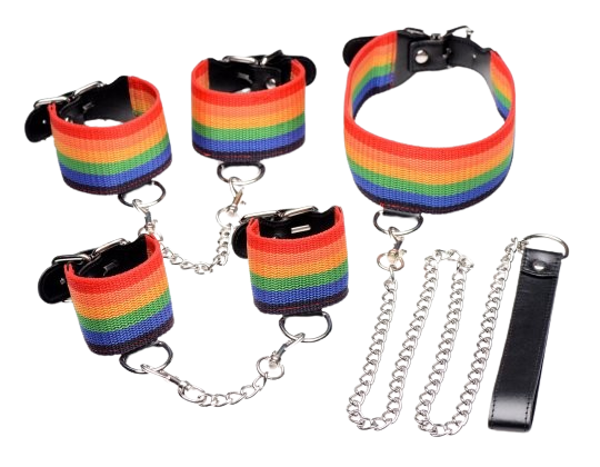 Kinky Pride Rainbow Bondage Set with chains