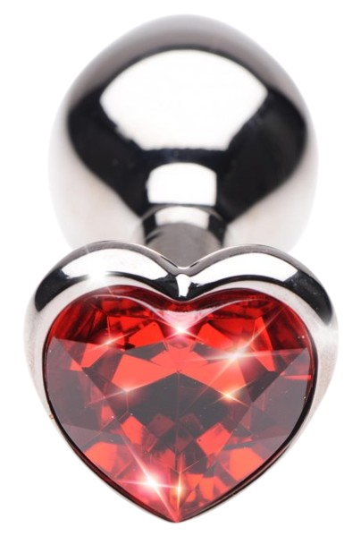Ruby Red Heart Steel Butt Plug front view with red heart diamond sex toy numen wellness