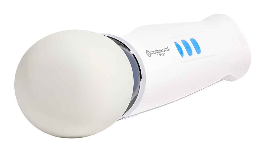 Mini Magic Wand Vibrator - White front angle view