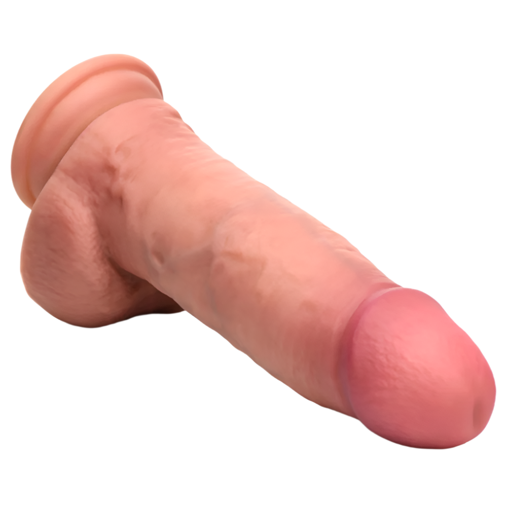 Front view of realistic dildos, 7-inch flesh-colored silicone dildo