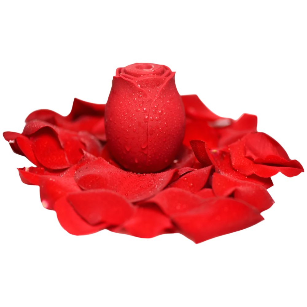 Sucking and Vibrating Silicone Rose Vibrator - Red Sucking and Vibrating Silicone Rose Vibrator - Red