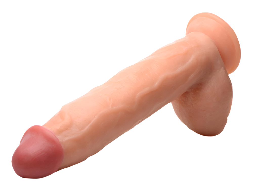 10 Inch Flesh Realistic Dildos with lifelike details, side angle