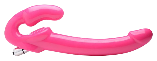 Pink Slim 8 inch Vibrating Strapless Strap-on side view sex toy numen wellness