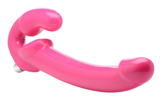 Pink Slim 8 inch Vibrating Strapless Strap-on side front view sex toy numen wellness