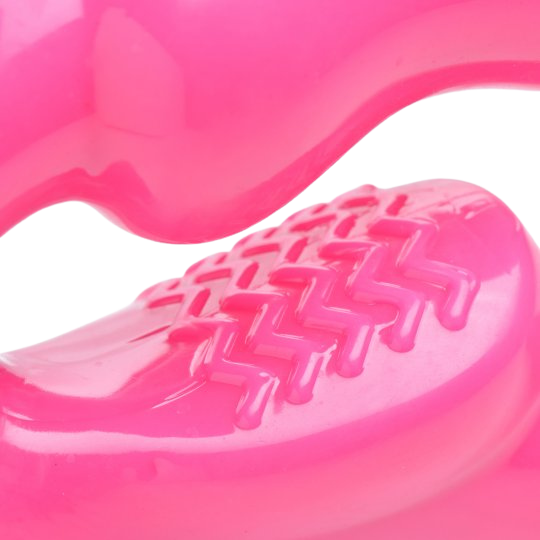 Ribbed feature view on the Pink Slim 8 inch Vibrating Strapless Strap-on sex toy numen wellness