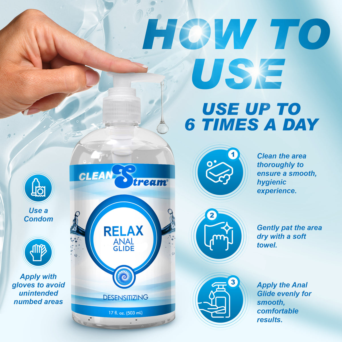 Clean Stream Relax Desensitizing Anal Lube 17 oz – lubricant (view 5)
