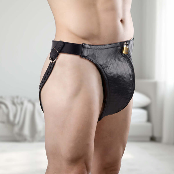 Spiked Leather Confinement Jockstrap – restraints and cuffs, Metal