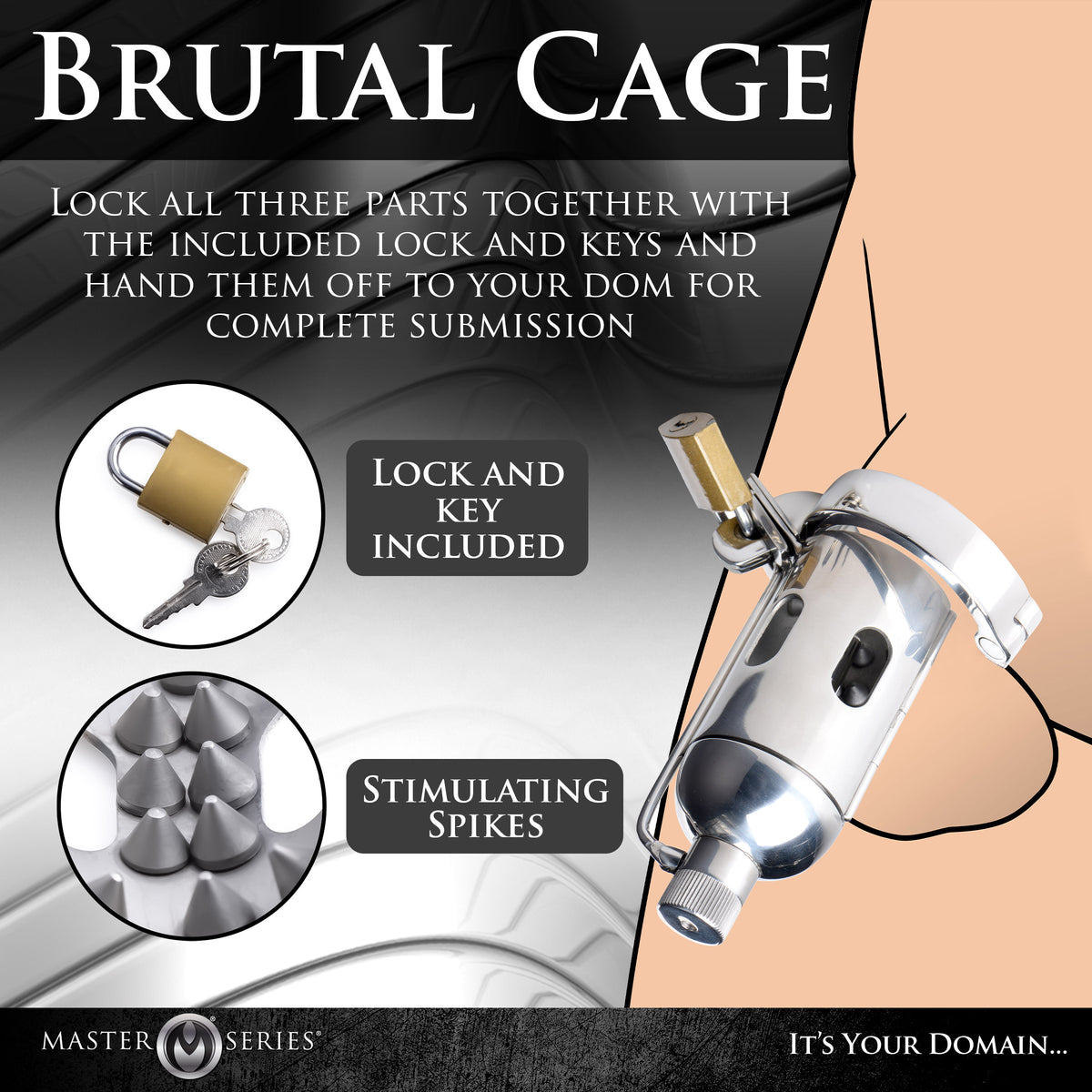 Spiked Chamber Chastity Cage – chastity device, Metal (view 6)