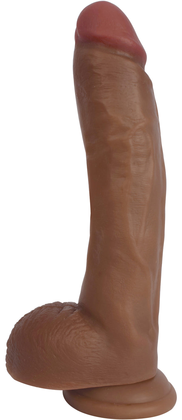 Jock Dark Bareskin Dildo with Balls - 9 Inch, rubber