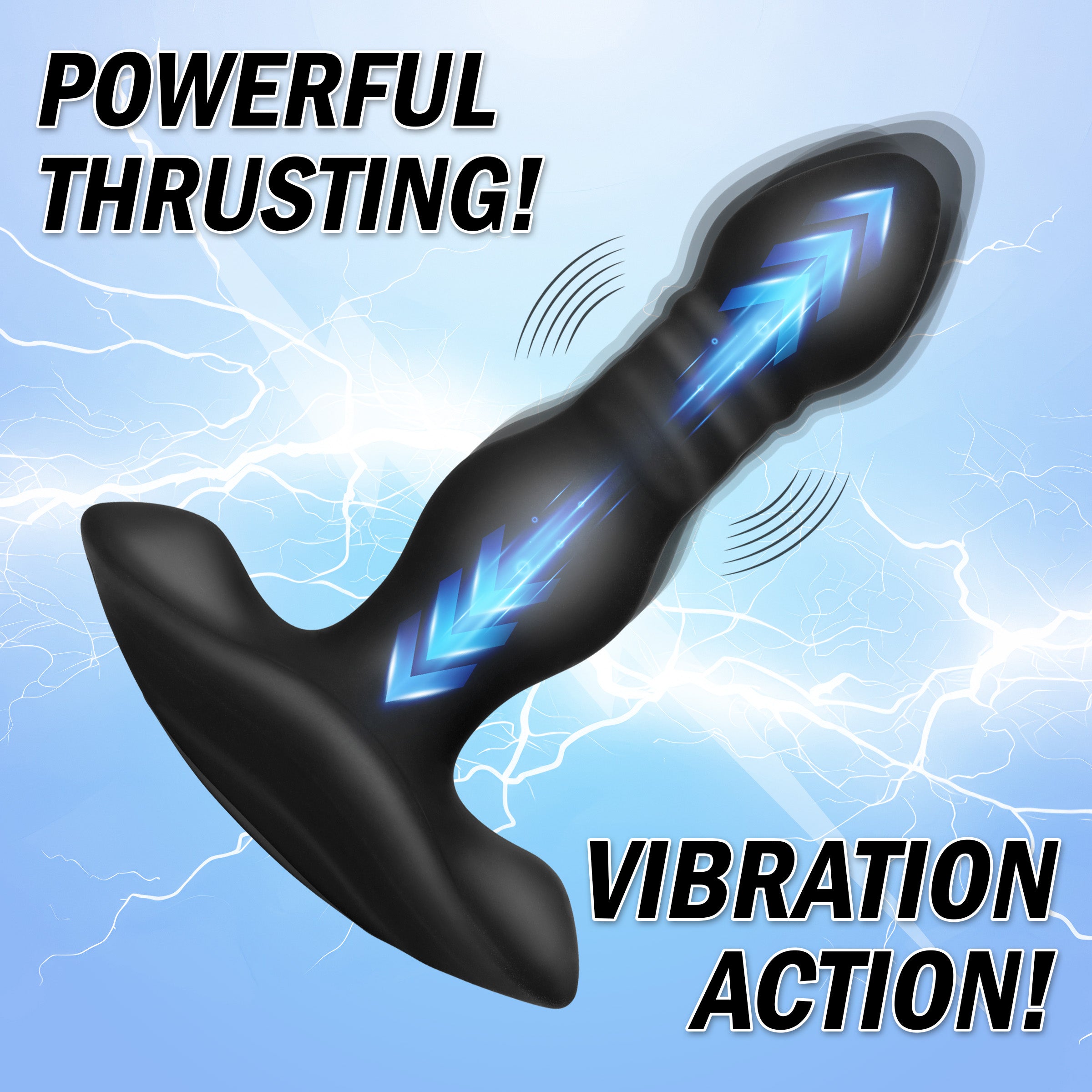 Vibrating and Thrusting Remote Control Silicone Anal Plug