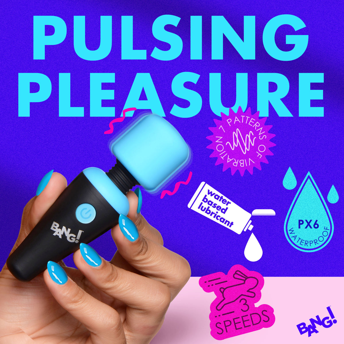 10X Ultra Powerful Silicone Mini Wand - Blue – wand massager, Silicone (view 4)