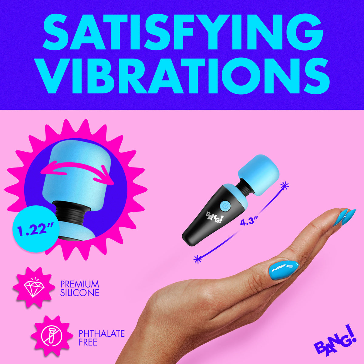 10X Ultra Powerful Silicone Mini Wand - Blue – wand massager, Silicone (view 5)