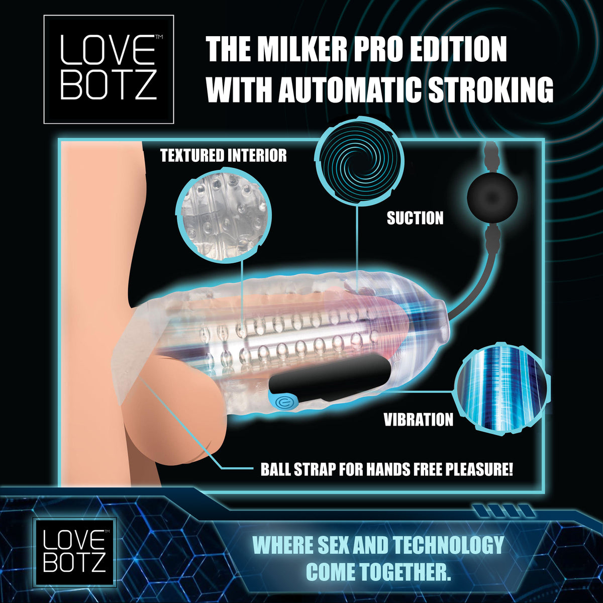 The Milker Pro Edition with Automatic Stroking, Suction and Vibration – masturbator, Silicone