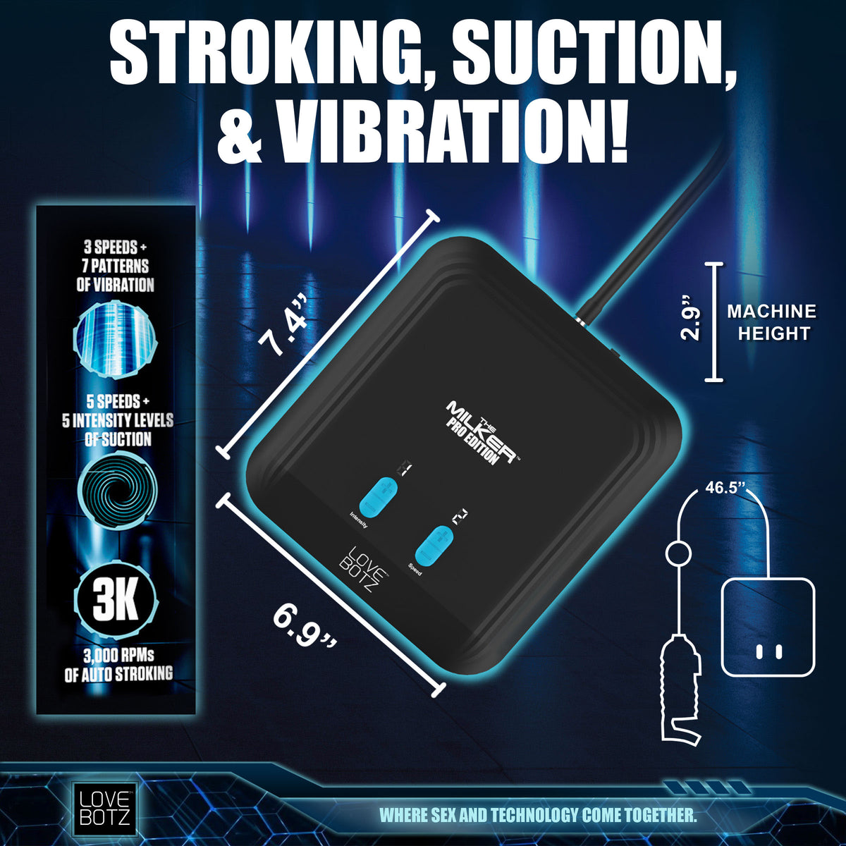 The Milker Pro Edition with Automatic Stroking, Suction and Vibration – masturbator, Silicone (view 6)