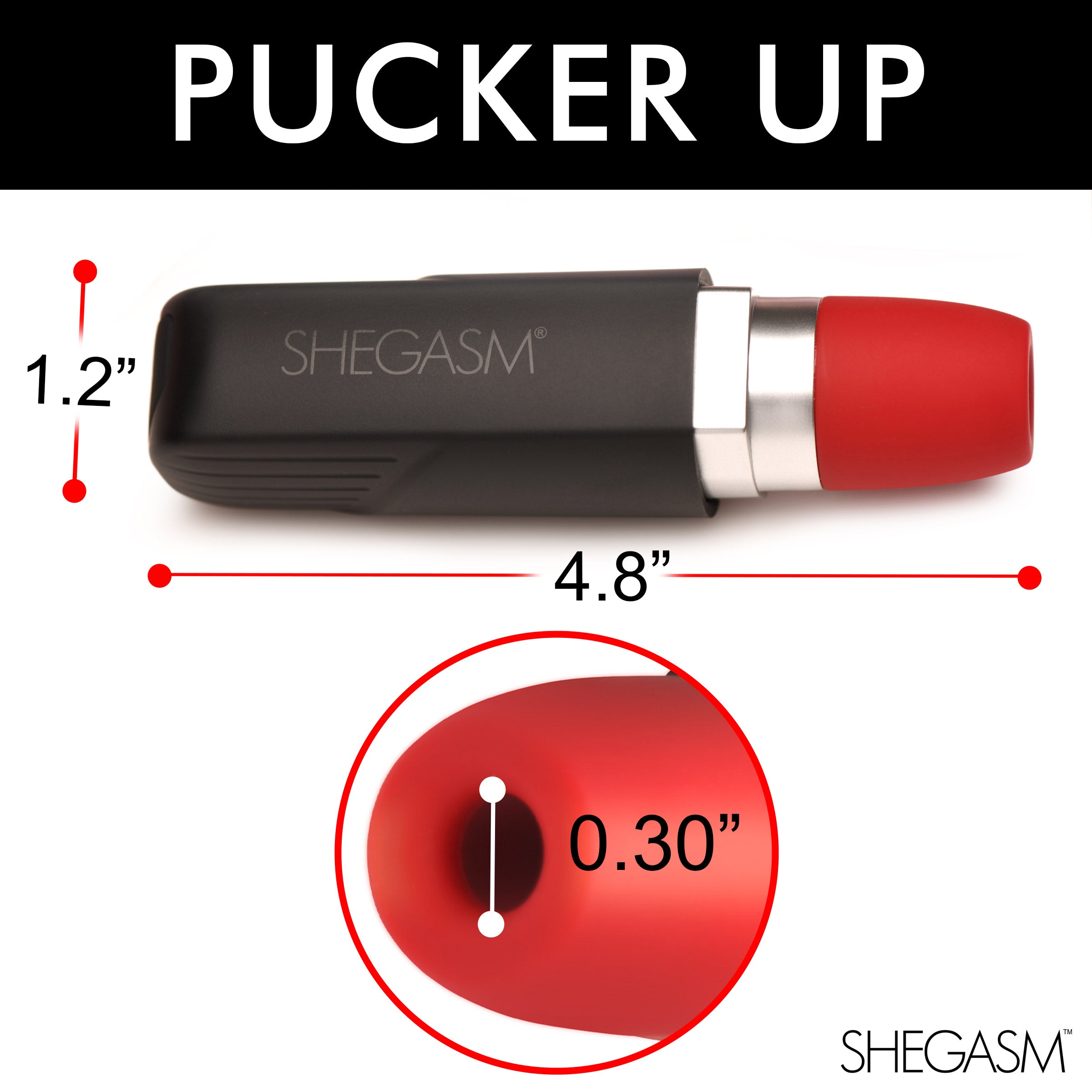 Pocket Pucker Lipstick Clitoral Suction Vibrators - Red