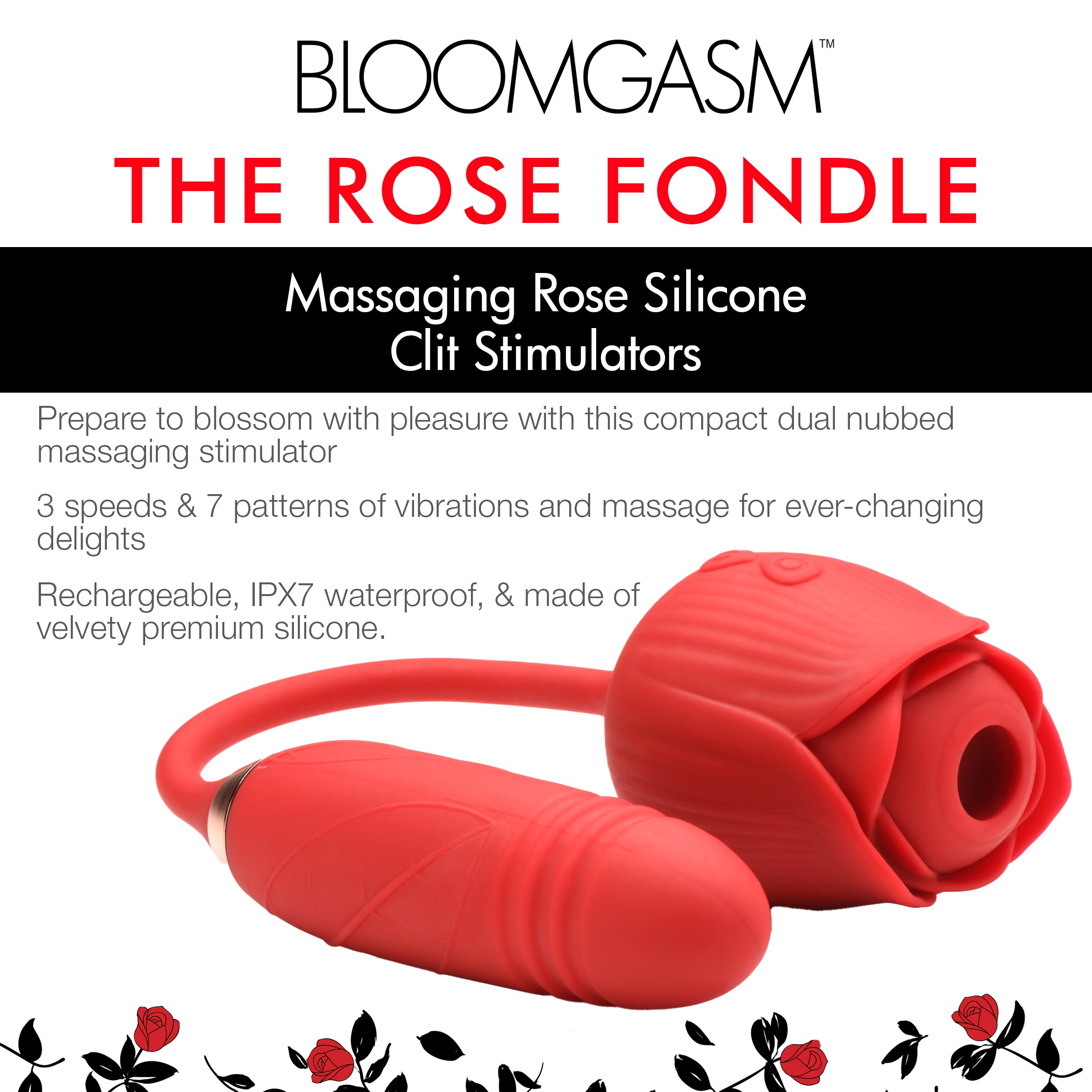 10 Speed Romping Rose Suction and Thrusting Rose Vibrator