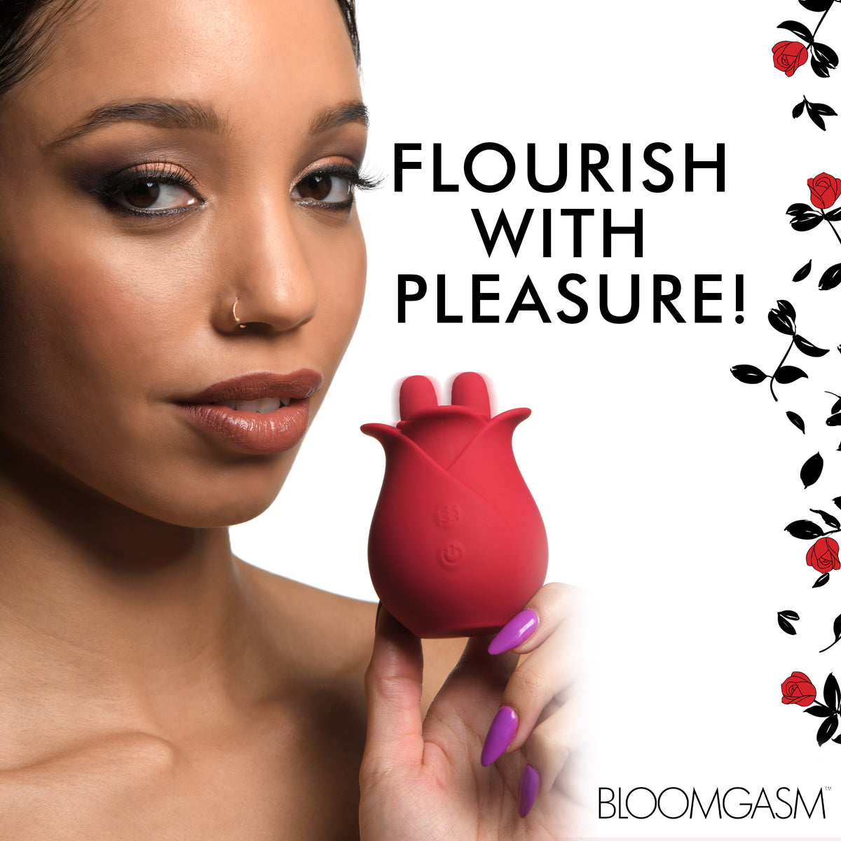 10X Fondle Massaging Rose Silicone Clit Stimulators – clitoral suction toy, Silicone (view 3)
