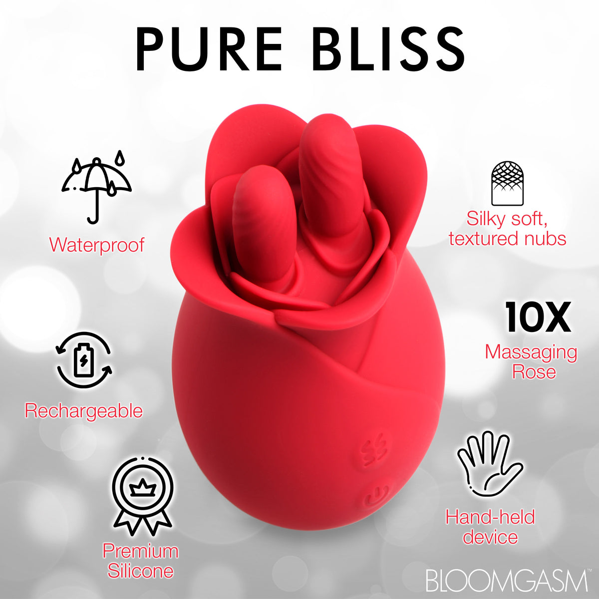 10X Fondle Massaging Rose Silicone Clit Stimulators – clitoral suction toy, Silicone (view 5)