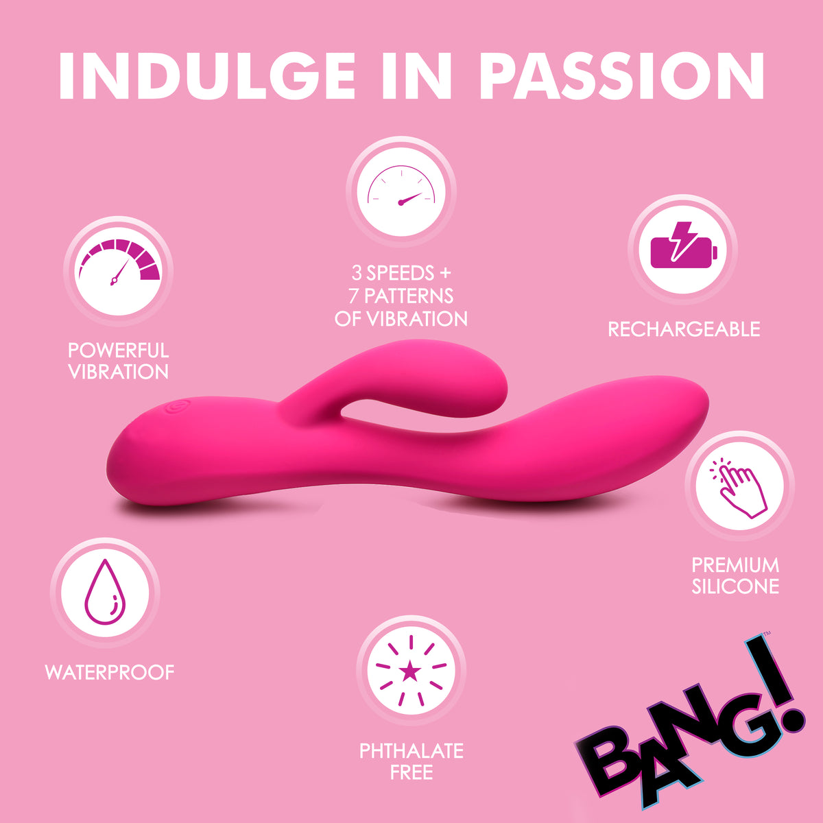 10X Flexible Silicone Rabbit Vibrator - Pink, Silicone (view 5)