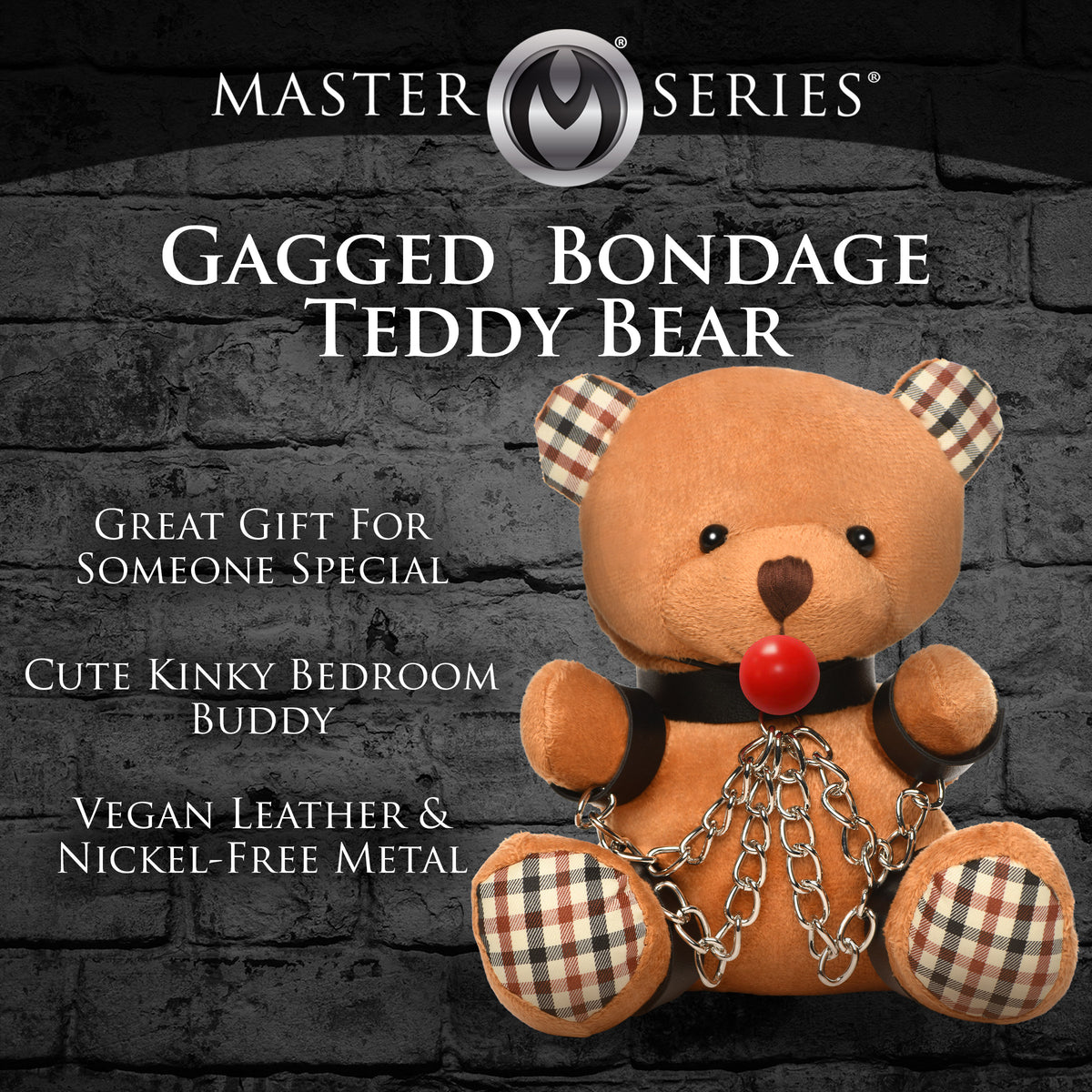 Gagged Bondage Teddy Bear – restraints and cuffs, Metal (view 3)