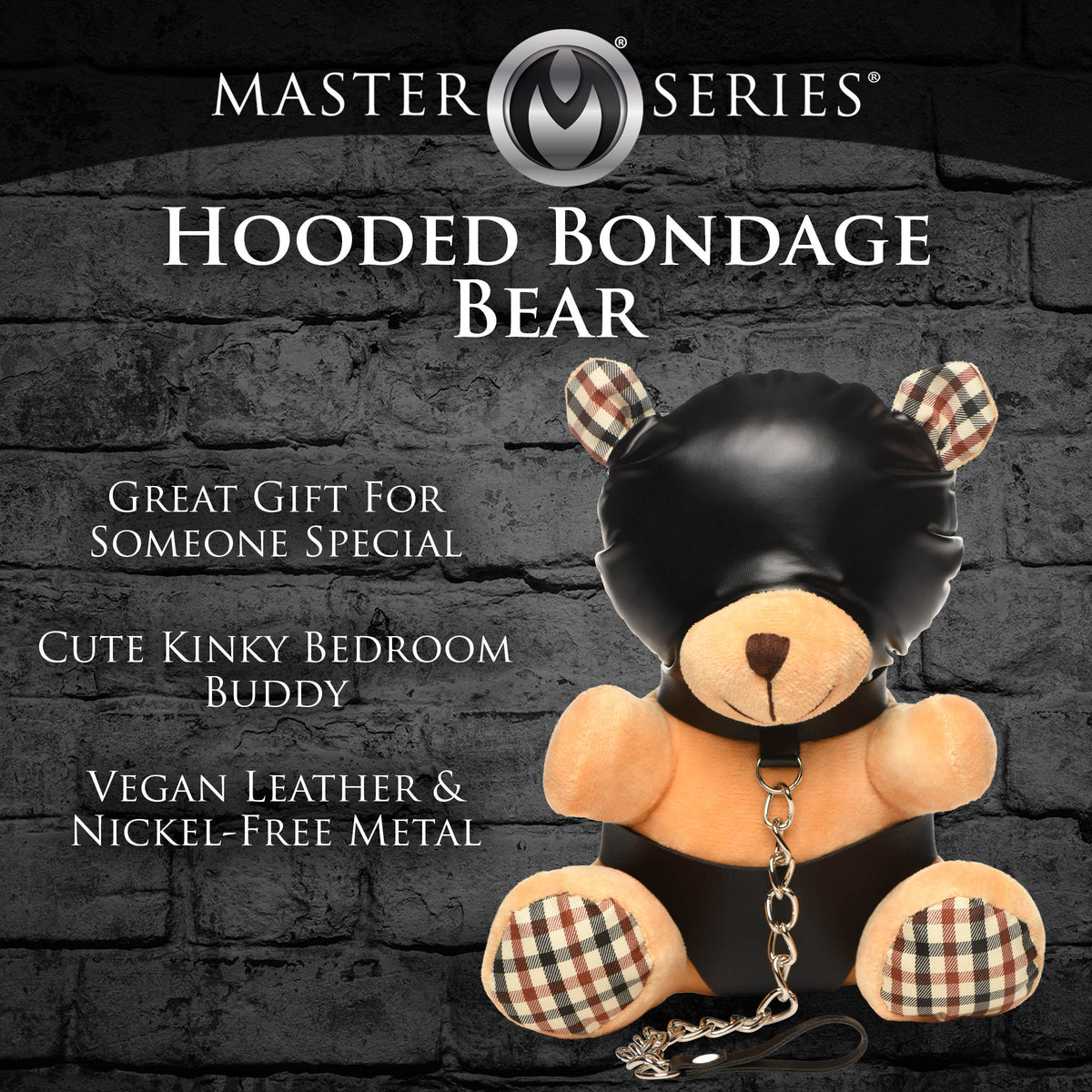 Hooded Bondage Teddy Bear – restraints and cuffs, Metal (view 3)