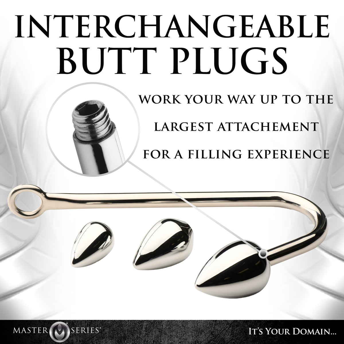 Anal Hook Trainer with 3 Plugs – butt plug, Metal (view 6)