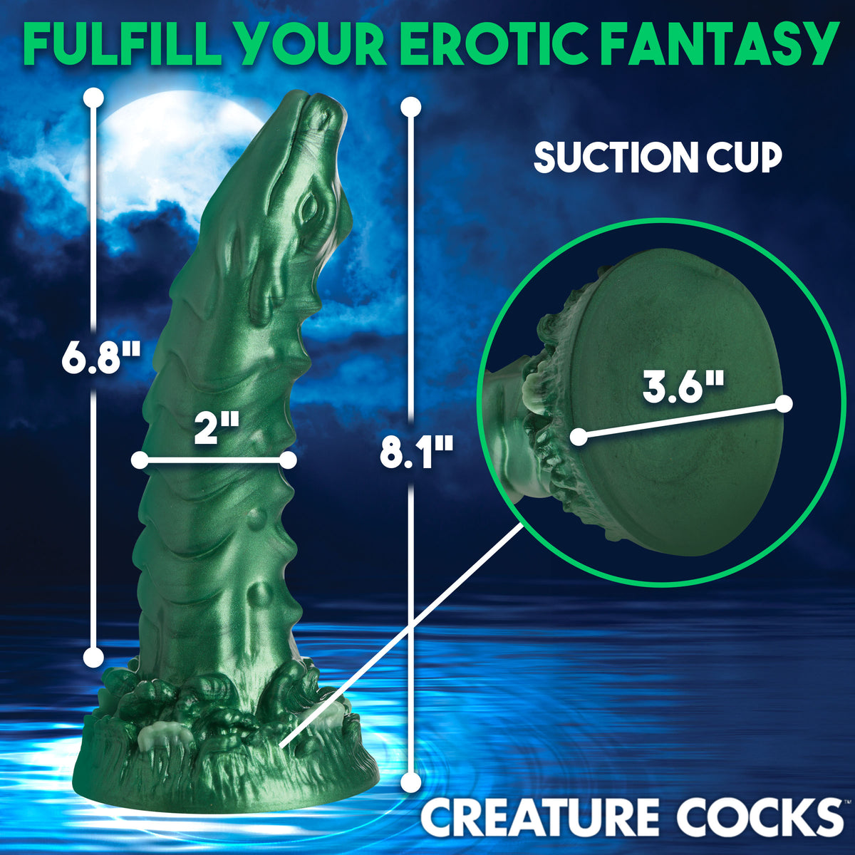 Cockness Monster Lake Creature Silicone Dildo, Silicone (view 5)
