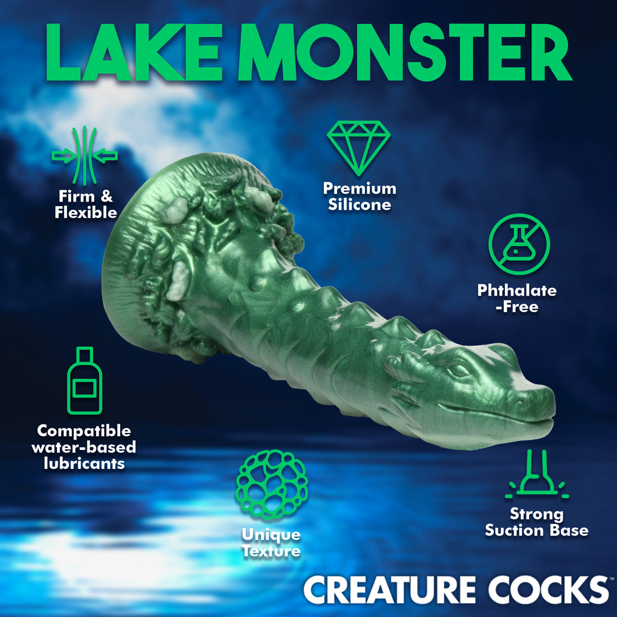 Cockness Monster Lake Creature Silicone Dildo, Silicone (view 6)