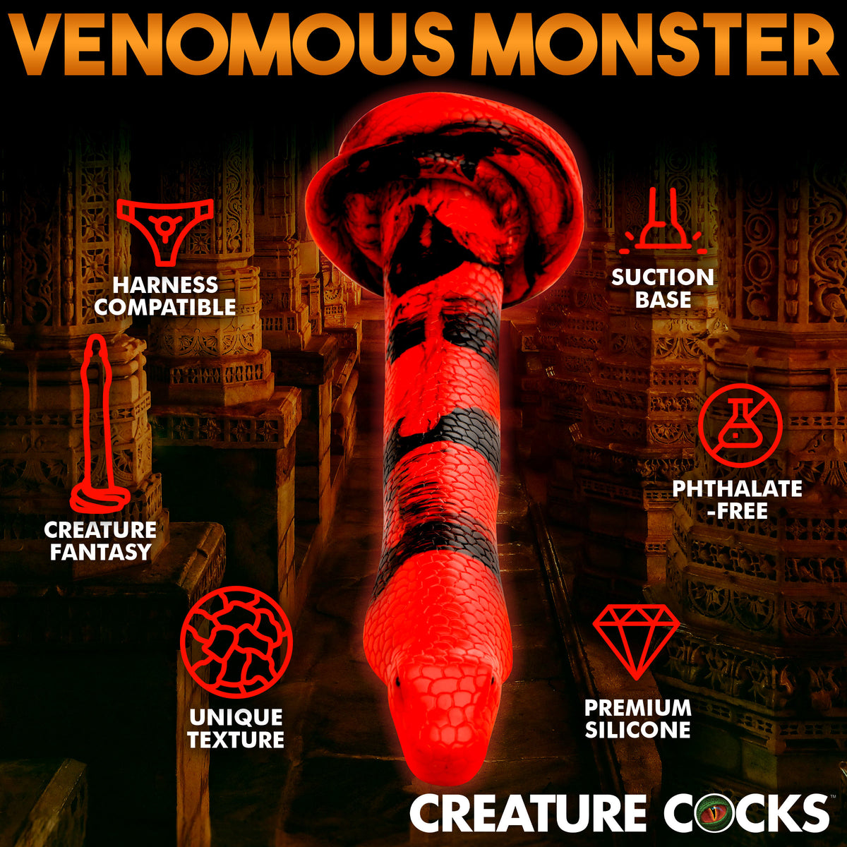 King Cobra Silicone Dildo - 14 Inch, Silicone (view 4)