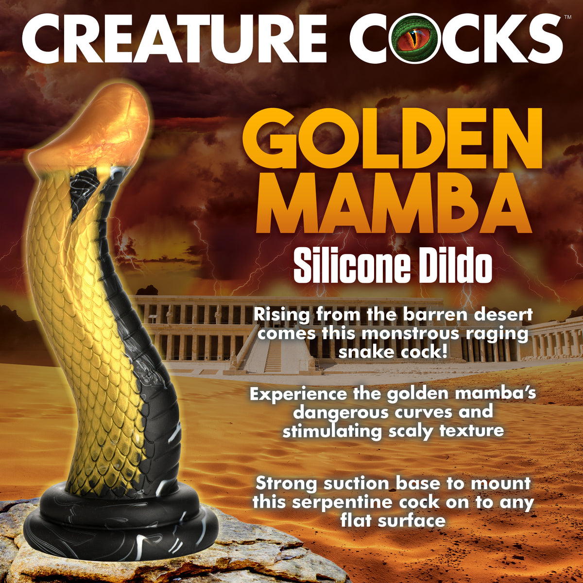 Golden Mamba Silicone Dildo, Silicone (view 2)