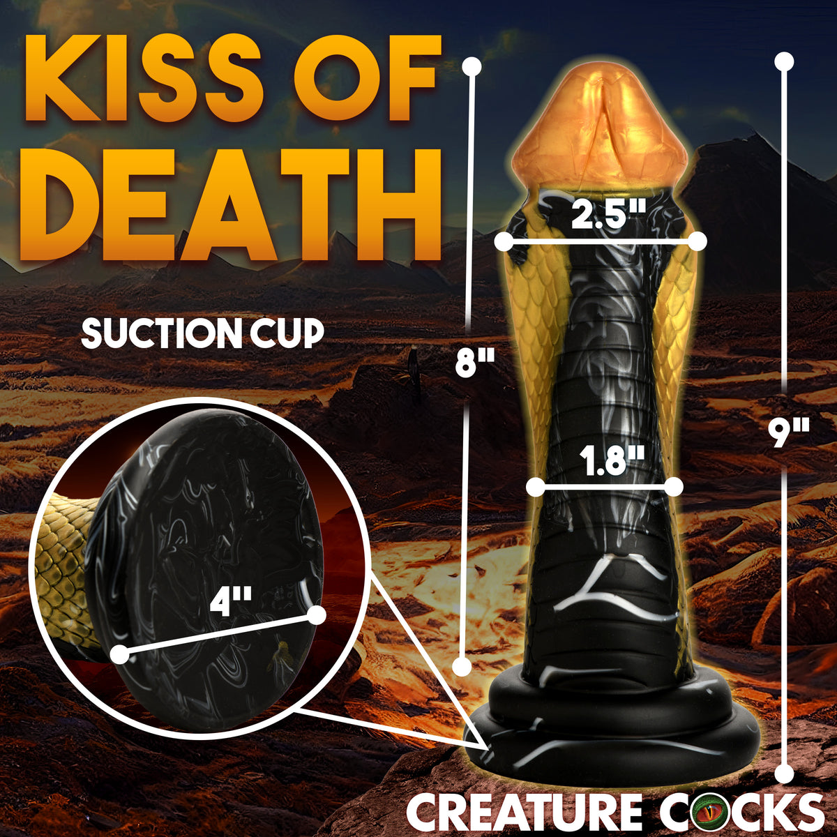 Golden Mamba Silicone Dildo, Silicone (view 4)