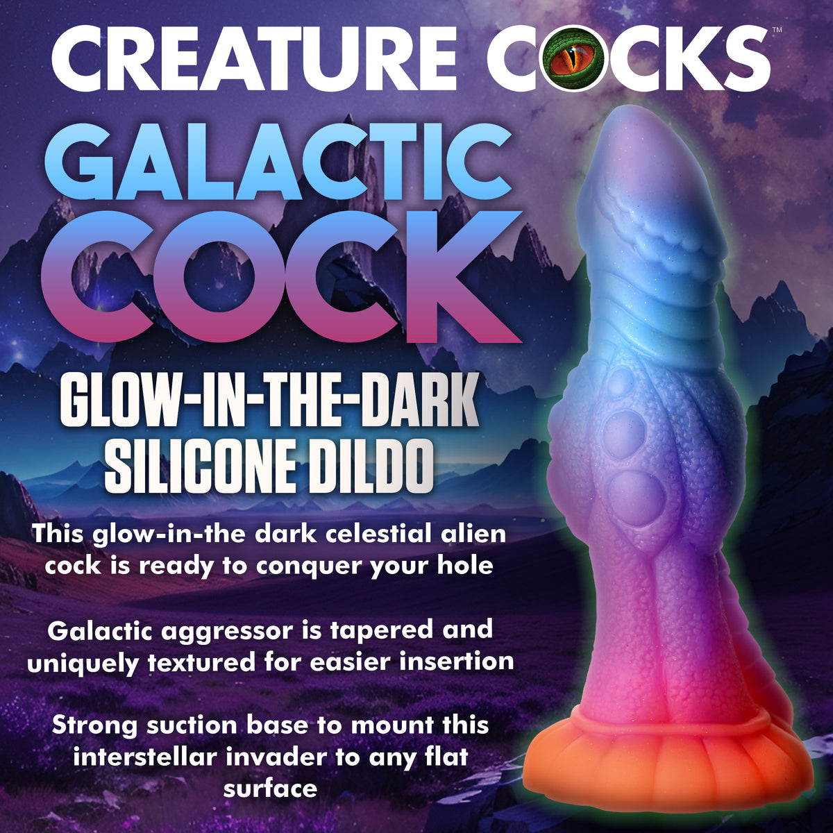 Galactic Cock Alien Creature Glow-in-the-Dark Silicone Dildo, Silicone (view 2)