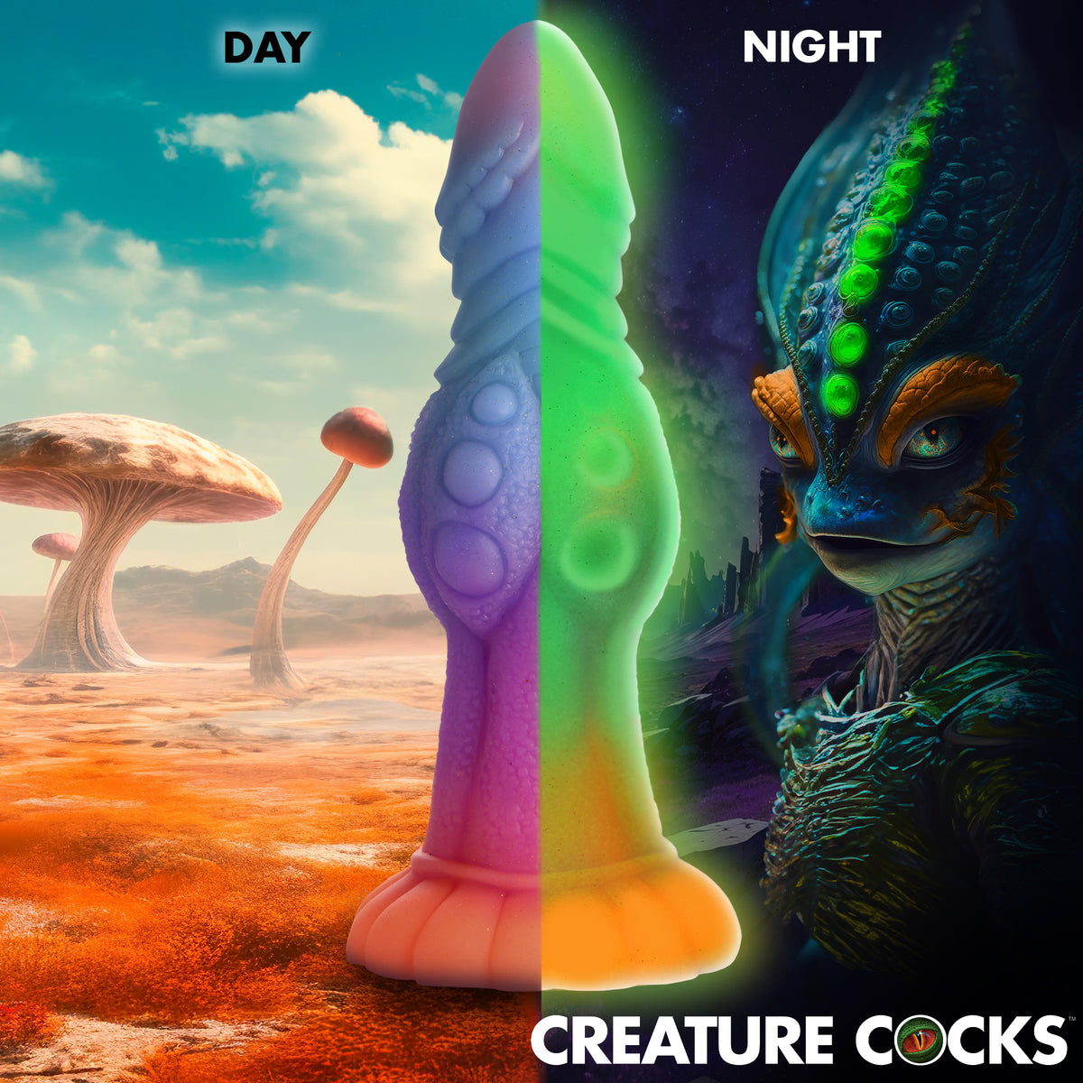 Galactic Cock Alien Creature Glow-in-the-Dark Silicone Dildo, Silicone (view 5)