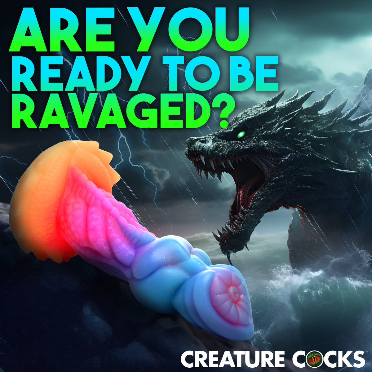 Aqua-Cock Glow-In-The-Dark Silicone Dildo, Silicone (view 3)